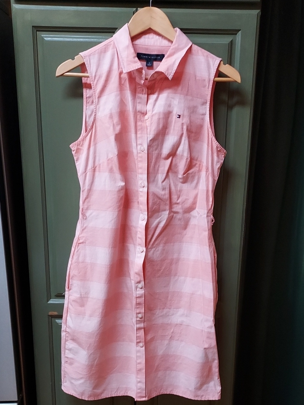 Tommy Hilfiger Light Pink Striped Sleeveless Shirt Dress